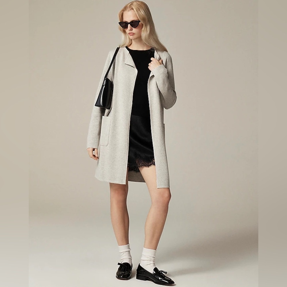 J. Crew Light Gray Open-Front Cardigan Sweater